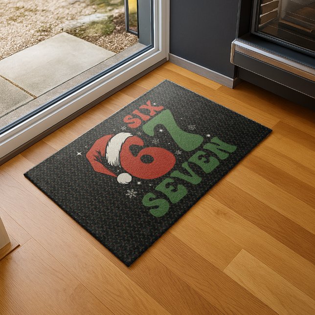 Six Seven 67 Funny Santa Hat Christmas Xmas Meme Doormat (Creator Uploaded)