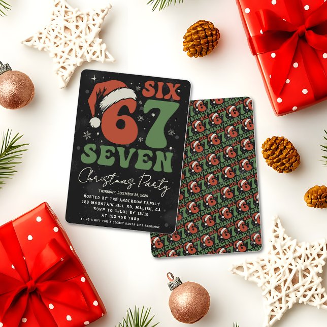 Six Seven 67 Funny Santa Hat Christmas Xmas Meme Invitation (Creator Uploaded)
