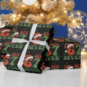 Six Seven 67 Funny Santa Hat Christmas Xmas Meme Wrapping Paper