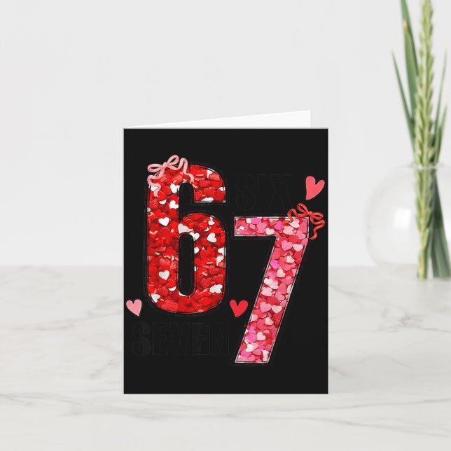 Six Seven 67 Hearts 6 7 Meme Boys Girls Kids Valen Card (Front)