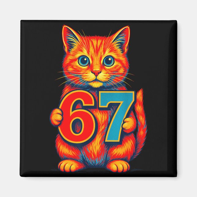 Six Seven 67 Meme 6 7 Cat Youth Boy Girl  Magnet (Front)