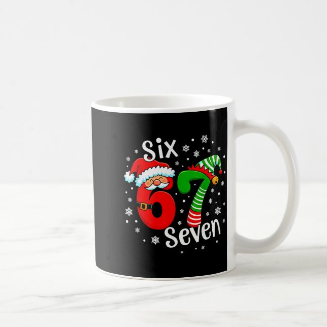 Six Seven 67 Meme 6 7 Elf Santa Christmas  Coffee Mug (Right)