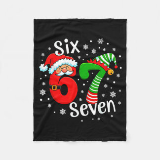 Six Seven 67 Meme 6 7 Elf Santa Christmas Fleece Blanket