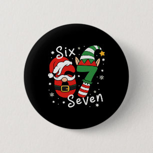 Six Seven 67 Meme 6 7 Elf Santa Christmas Pajamas  Button