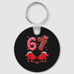 Six Seven 67 Meme 6 7 Valentines Day Heart Men Wom Keychain