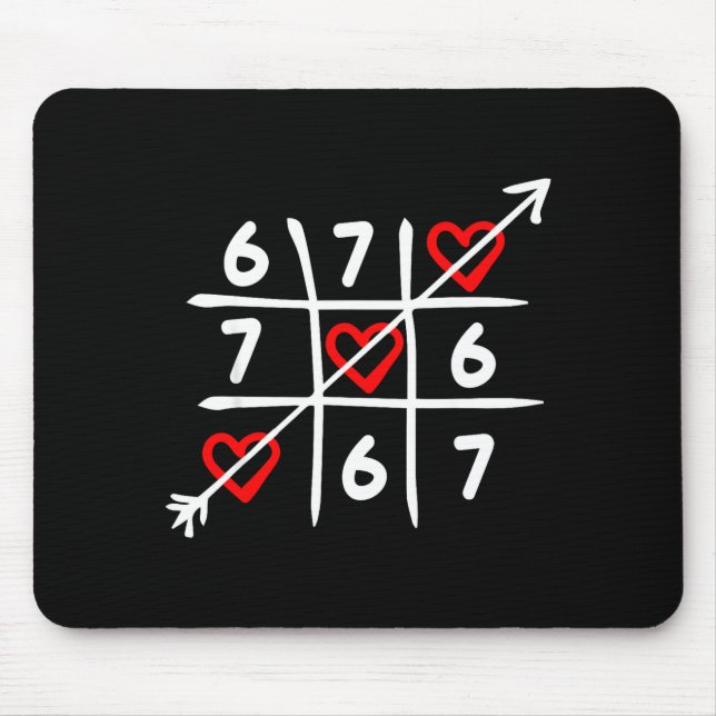 Six Seven 67 Meme 6 7 Valentines Day Heart Men Wom Mouse Pad (Front)