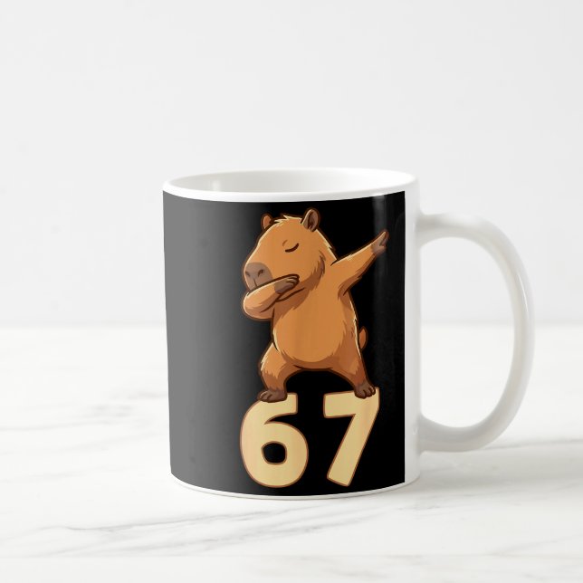 Six Seven 67 Meme Capybara Funny 67 Capybara For K Coffee Mug (Right)