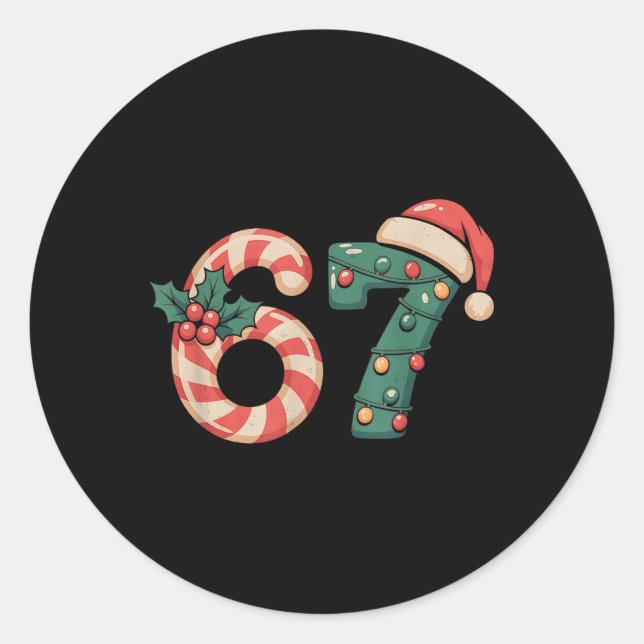 Six Seven 67 Meme Christmas  Classic Round Sticker (Front)