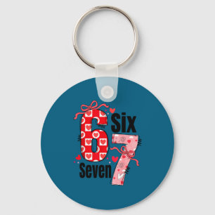 Six Seven 67 Meme Coquette Bow 6 7 Valentines Day Keychain