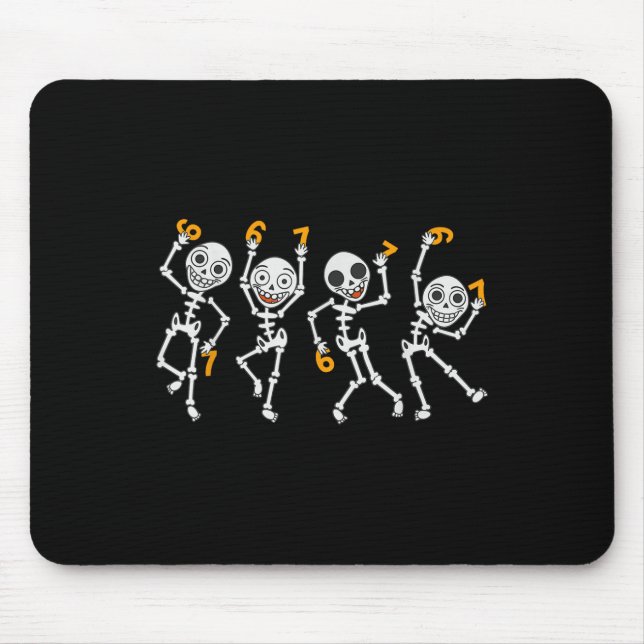 Six Seven 67 Meme Funny Halloween Dancing Skeleton Mouse Pad (Front)