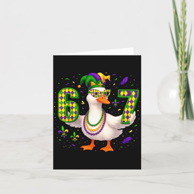 Six Seven 67 Meme Goose With Jester Hat &amp; Bead Card (Front)