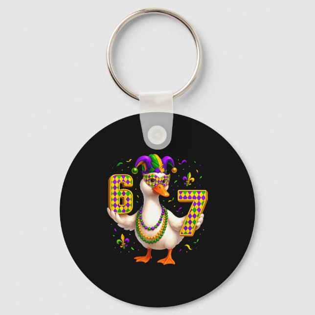 Six Seven 67 Meme Goose With Jester Hat &amp; Bead Keychain (Front)