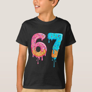 Six Seven 67 Meme Ice Cream Drip Funny T-Shirt