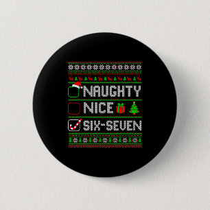 Six Seven 67 Meme Nice Naughty Christmas Pajamas M Button