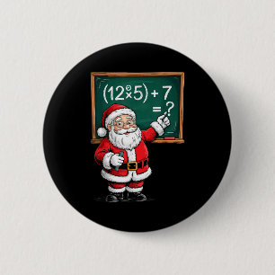 Six Seven 67 Meme Santa Math Teacher Christmas Men Button