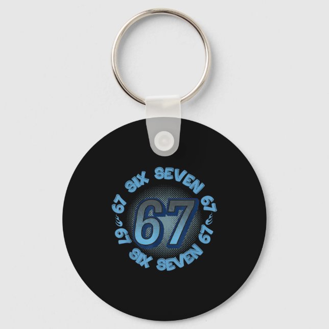 Six Seven 67 Meme Slang Trend Phrase Cool Youth Ki Keychain (Front)