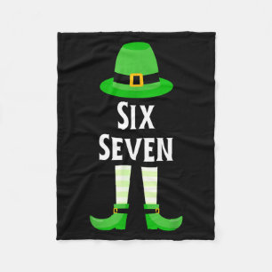 Six Seven 67 St Patricks Day Kids Funny Leprechaun Fleece Blanket