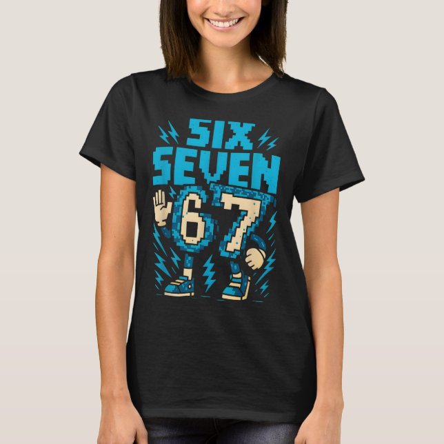 Six Seven 67 Xel Gamer Apparel Retro Block Style A T-Shirt (Front)