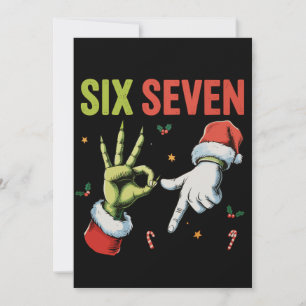 Six Seven 6 7 67 Meme Christmas Funny Xmas Santa Holiday Card