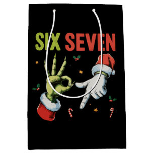 Six Seven 6 7 67 Meme Christmas Funny Xmas Santa Medium Gift Bag