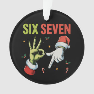 Six Seven 6 7 67 Meme Christmas Funny Xmas Santa Ornament