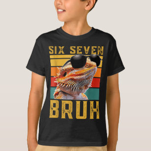 Six Seven 6 7 67 Meme Funny Bearded Dragon Design T-Shirt