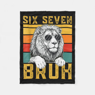 Six Seven 6 7 67 Meme Funny Lion Retro Vintage Des Fleece Blanket