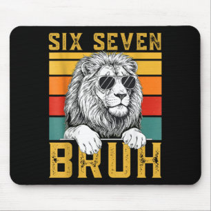 Six Seven 6 7 67 Meme Funny Lion Retro Vintage Des Mouse Pad