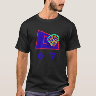 Six Seven 6 7 Basketball Meme Hoop Design T-Shirt