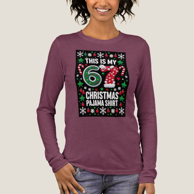 Six Seven 6 7 Christmas Tee Meme Pajama Shirt (Front)