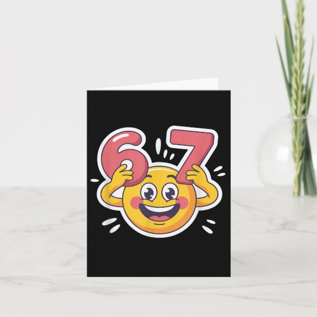 Six Seven 6 7 Emoticon Meme Design  Card (Front)
