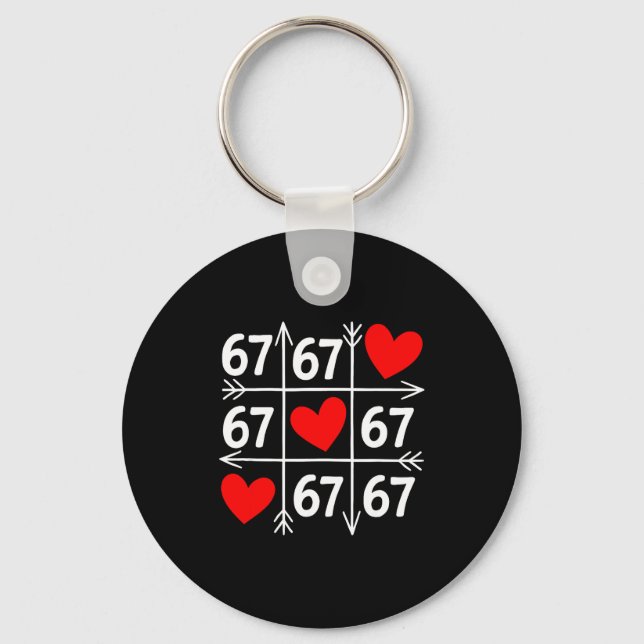 Six Seven 6 7 Funny 67 Valentines Day Heart Men Wo Keychain (Front)