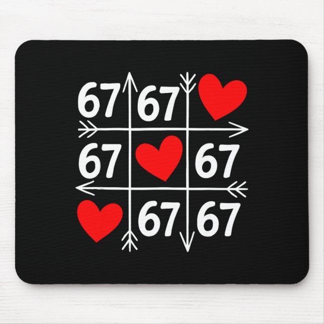 Six Seven 6 7 Funny 67 Valentines Day Heart Men Wo Mouse Pad (Front)