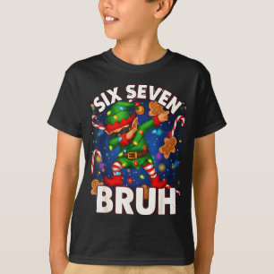Six Seven 6 7 Funny Bruh Christmas Dabbing Elf Mat T-Shirt