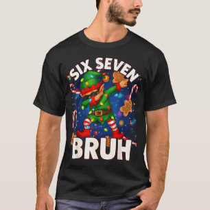 Six Seven 6 7 Funny Bruh Christmas Dabbing Elf Mat T-Shirt