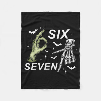 Six Seven 6 7 Meme Funny Witch Skeleton Hands Hall Fleece Blanket