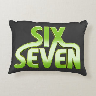Six Seven 6 7 Meme - Green gradient typography Accent Pillow
