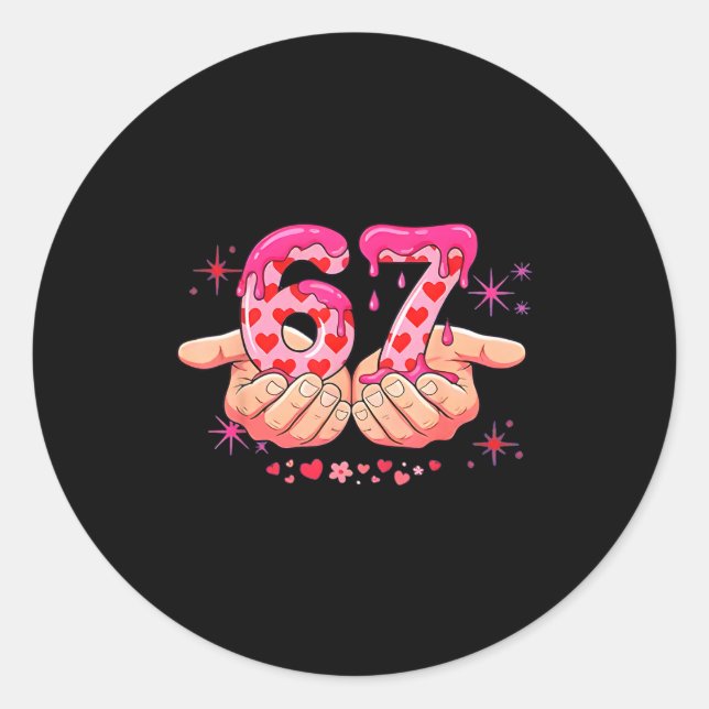 Six Seven 6 7 Meme Heart Drip Valentine’s Day Boy  Classic Round Sticker (Front)