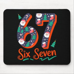 Six Seven 6 7 Meme Humor Santa Elf 67 Christmas Pa Mouse Pad