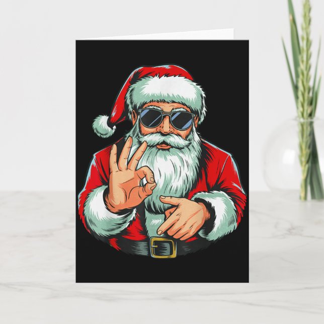Six Seven 6 7 Meme Santa Christmas  Card (Front)