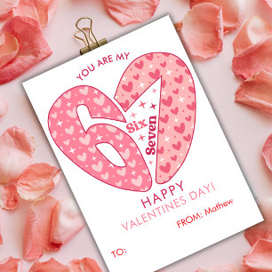 Six Seven 6 7 Meme Valentines Day Pink Red Name Holiday Card