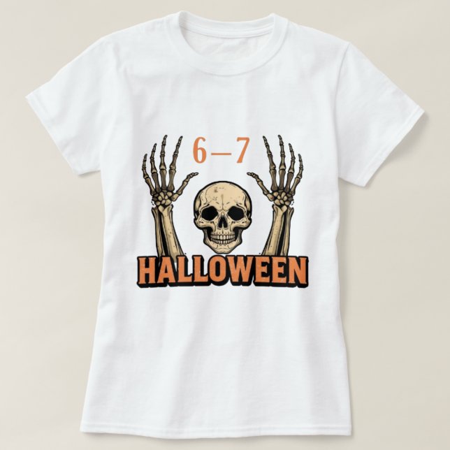 Six Seven 6-7 Minimal Typography Design T-Shirt (Design Front)