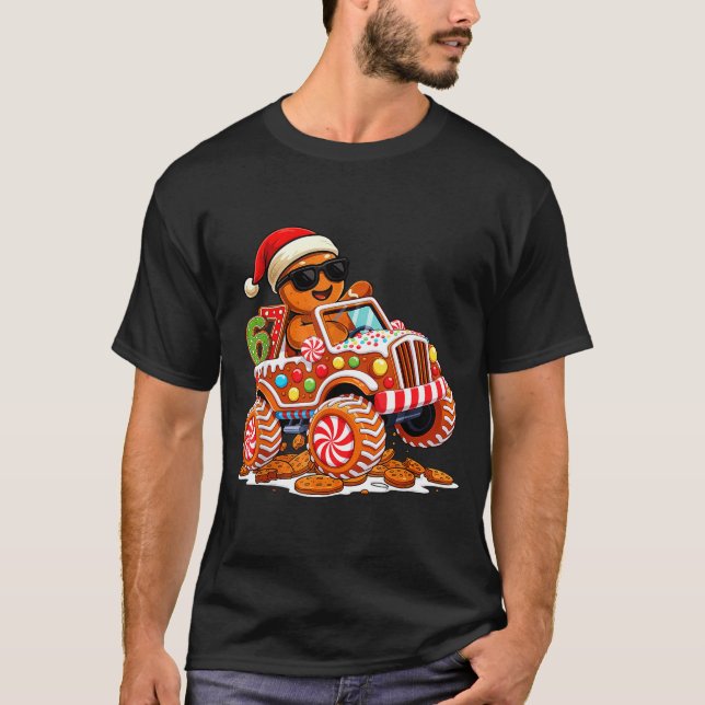 Six Seven 6 7 Monster Truck Gingerbread Man Christ T-Shirt (Front)