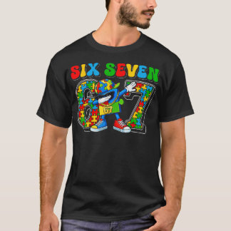 Six Seven Autism Awareness 67 Meme Autism Puzzle T-Shirt