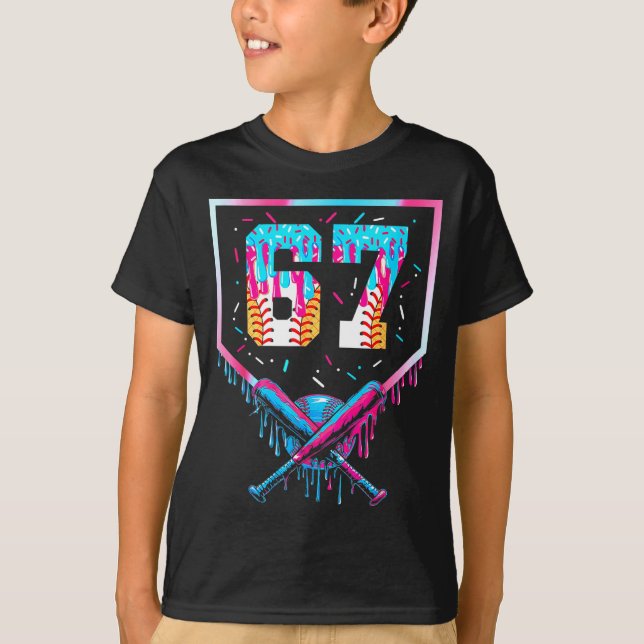 Six Seven Baseball Ice Cream Drip Cool 67 Gen Alph T-Shirt (Front)