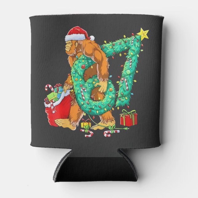 Six Seven Bigfoot 67 Sasquatch Meme Christmas Can Cooler (Front)