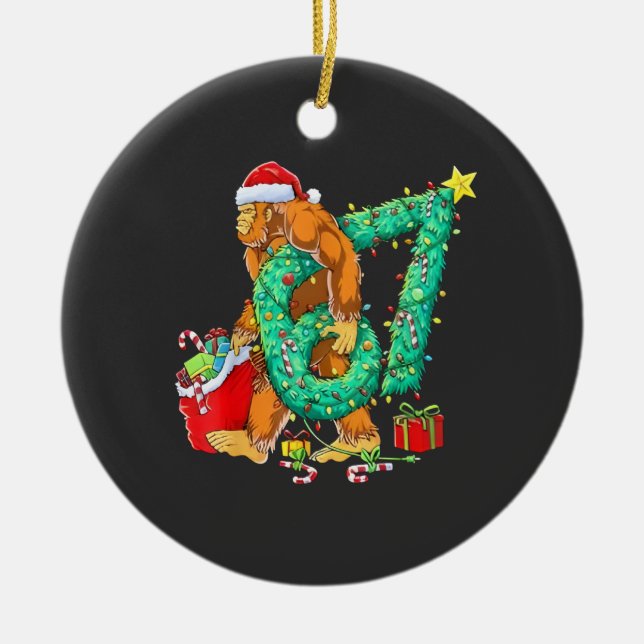 Six Seven Bigfoot 67 Sasquatch Meme Christmas Ceramic Ornament (Front)