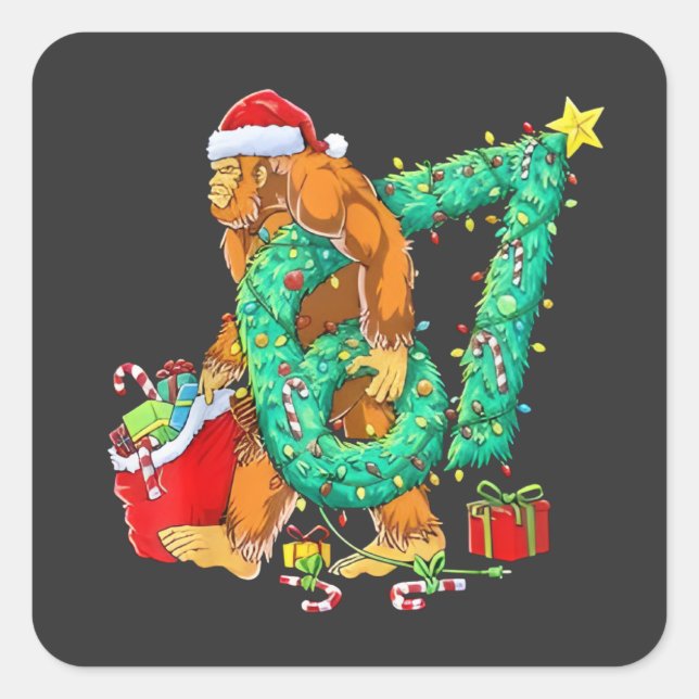 Six Seven Bigfoot 67 Sasquatch Meme Christmas Square Sticker (Front)