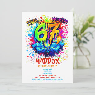 Six Seven Birthday Crafts Party Invitation,Graffit Invitation