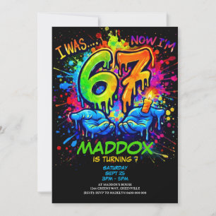 Six Seven Birthday Invitation I was 6 now I'm 7
